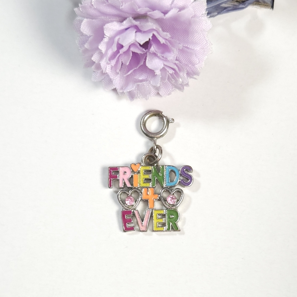 Vintage Rainbow Colors Friends 4 Ever Crystal Pendant Charm Jewelry Making - Picture 6 of 8